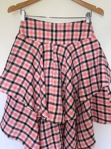 Coral plaid High Low skirt Pink Size M