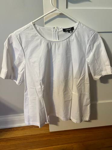 DKNY White Peplum Short Sleeve Top