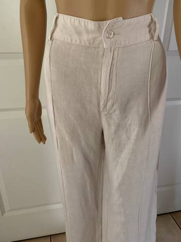 Young Fabulous and Broke  Natural Linen Blend  Wide Leg Pants 