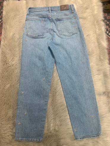 Madewell Classic Straight Jeans: Daisy Embroidered Edition Size 28