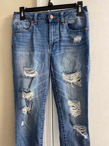 REWASH distressed raw hem high rise skinny light wash jeans, Sz 3/26