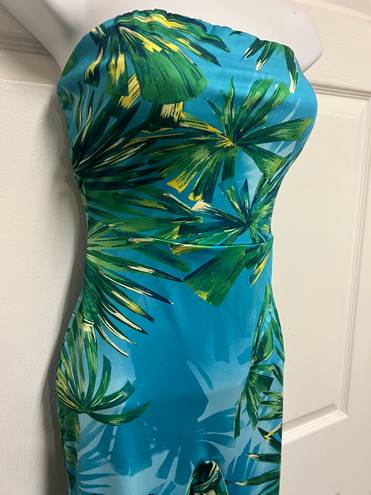 One Piece Palm Tree Strapless  Body Con Jumper