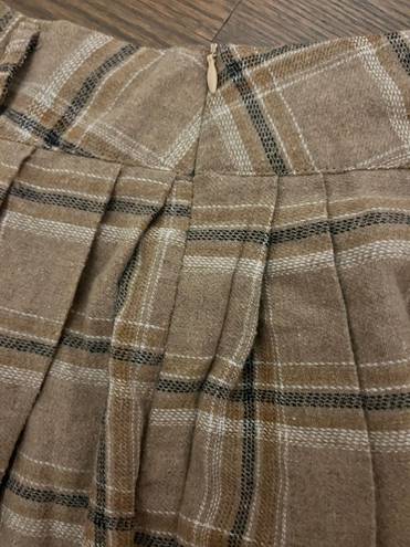 Plaid Pleated Skirt Brown