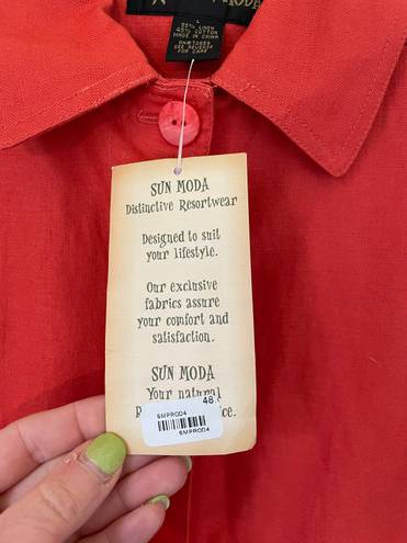 Moda Sun  NEW linen blend button up shirt jacket salmon colored women’s size L