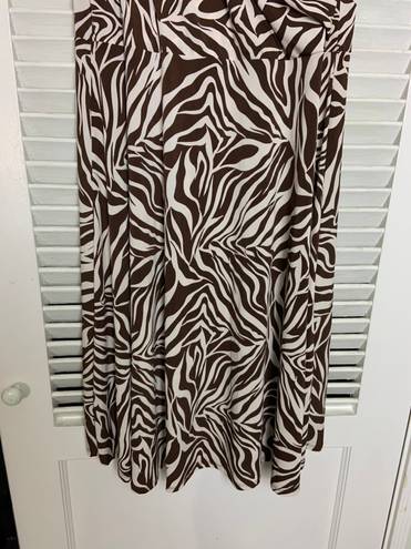 L8ter 2X brown cream zebra print maxi dress