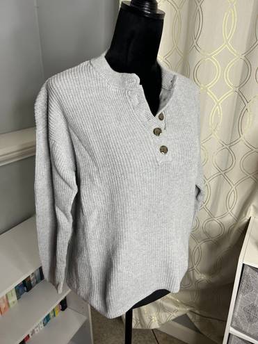 Aerie Oversized Pullover Quarter-button Knit Sweater