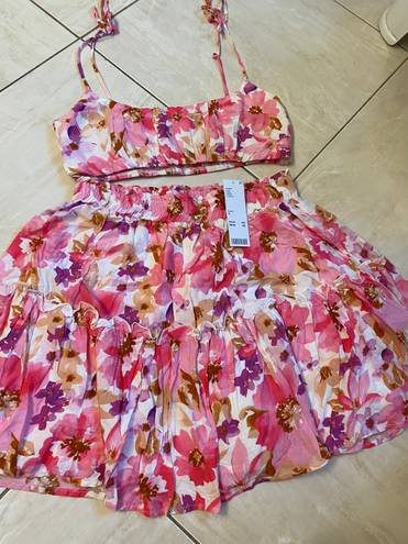 Urban Outfitters Skirt Set Floral Pink Size XL