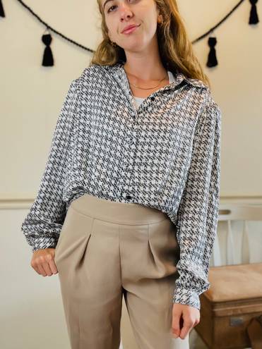 Houndstooth Vintage David Matthew’s Silk  Button Down