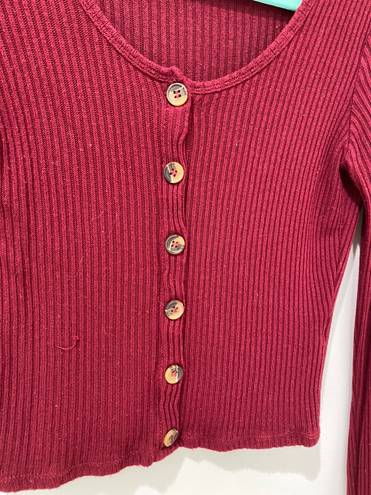 Garage Maroon Cropped Sweater Top