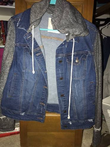 Mossimo Supply Co A Jean Jacket Sweater With A Hoodie