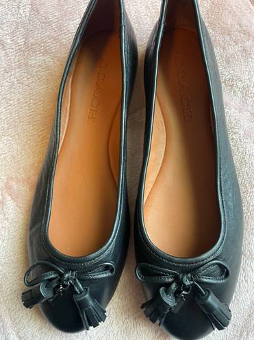 Coach Flatiron Leather Slip On Ballerina Flats women’s tassels