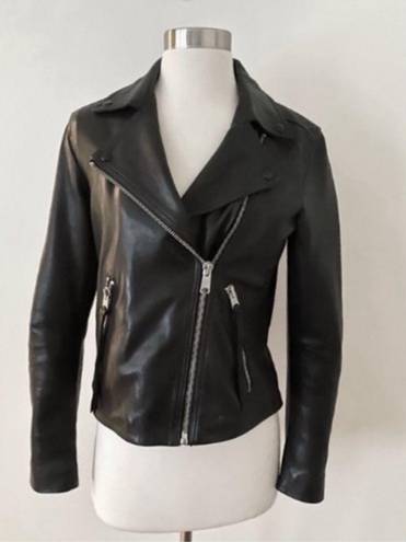 All Saints Dalby Biker Leather Jacket Black