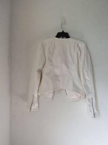 Skinny Girl white faux leather motto jacket Size Large