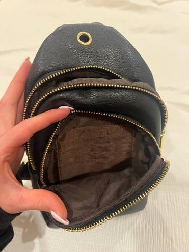 Black Vegan Leather Crossbody/ Fanny Pack Bag