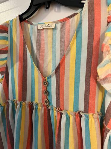 Vine & Love Striped colorful babydoll top