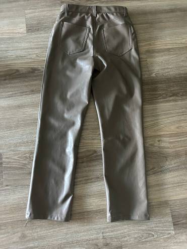 Abercrombie & Fitch Abercrombie Dark Green ‘90s Straight Ultra High Rise Vegan Leather Pants