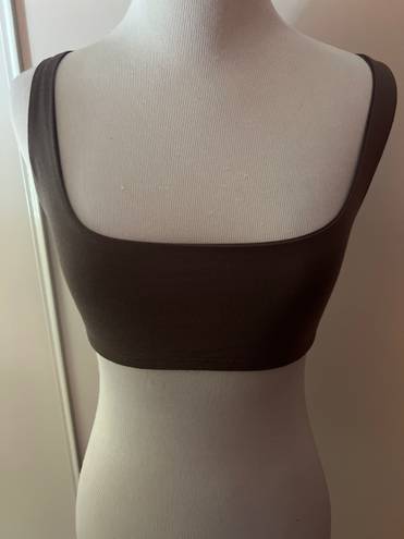 Naked Wardrobe Brown Crop Bodycon Top Sz S