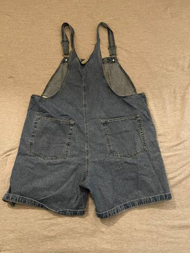 Plus Size Vintage Overall Shorts Blue