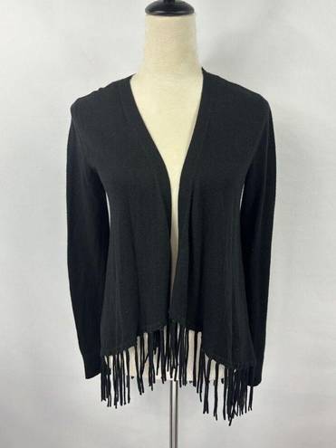 Michael Kors  Fringe Cardigan Black XS Open Front