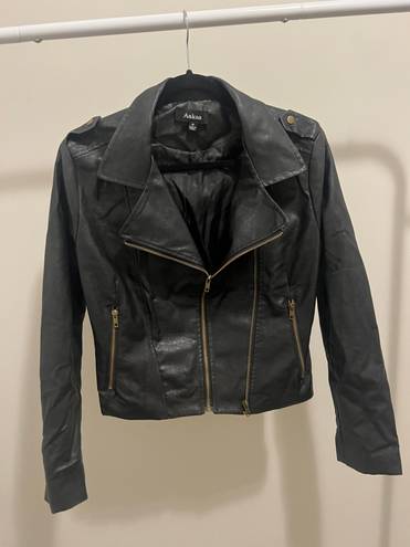 Aakaa Faux Black Leather Jacket