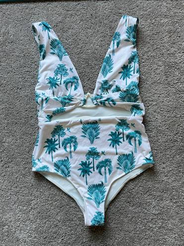Beach Riot Lana One Piece Bathing Suit Teal And White
