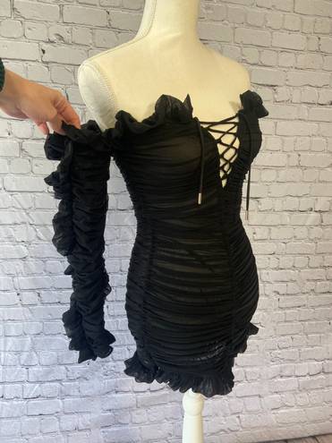 House Of CB Tatyana Black Ruffle Mini Dress