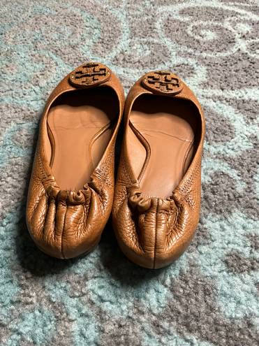 Tory Burch shoes flats tan brown leather size 8