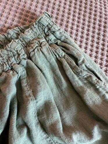 Wide Leg Linen Pants Green Size M