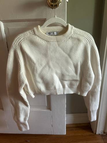 ZARA Cropped White Sweater