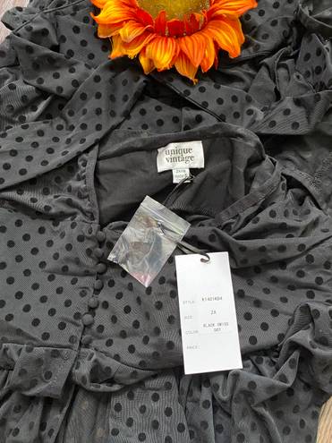 Unique Vintage Plus Size Black Swiss Dot Starlet Duster NWT | 2XL |