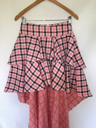 Coral plaid High Low skirt Pink Size M