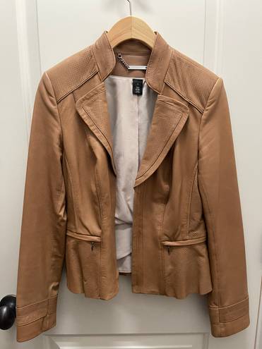 White House | Black Market chocolate tan/brown leather jacket