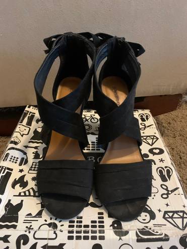 Bamboo Black Suede High Heels With Bows Size 9