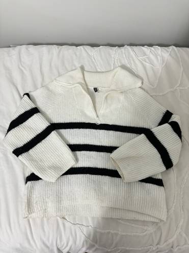 H&M Striped Quarter Zip Sweater