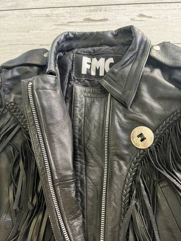 FMC Leather Fringe Riding Jacket Black Size L