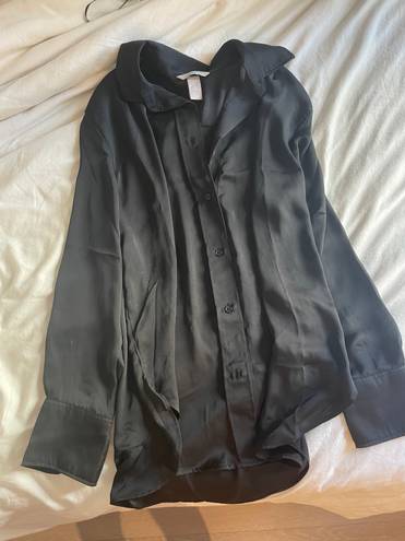 H&M Black Satin Button Down