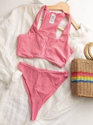 Naked Wardrobe NWOT  ribbed bikini set- pink