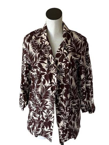 Mango NWT MNG  Tropical Print Linen Blend Oversize Blazer