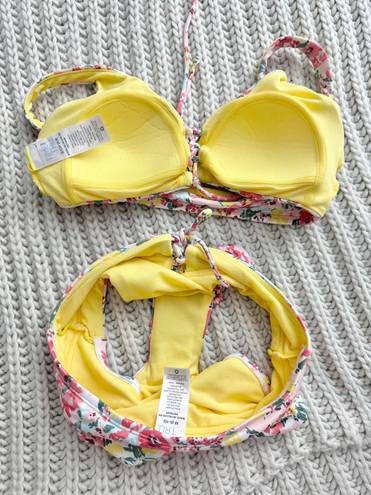 Time & Tru Yellow Floral 2pc bikini set 