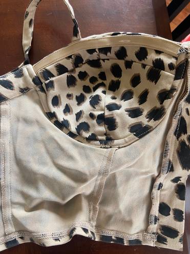 Guess Leopard Print Bustier Corset