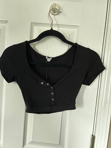 Garage Button Up Crop Top