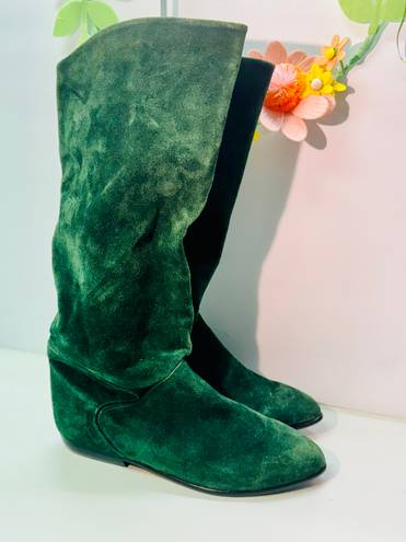 Mootsies Tootsies Vintage 80s  Green Suede Boots 8.5 Made In Yugoslavia