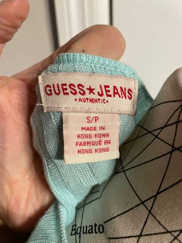 GUESS Jeans Vintage y2k Bolero Mint Ribbed Knit Flounce tie Sleeve Coquette Coastal Colorful Pastel Shrug Shawl Crop Cardigan ribbed summer fest western cottage