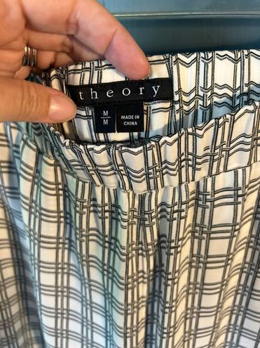 Theory 100% Silk White/Black Pants