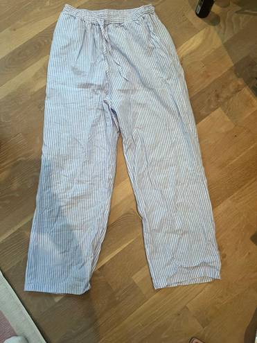 Blue and white striped linen pants Multiple