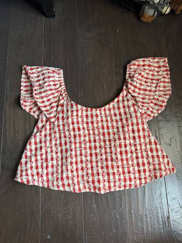 Marshalls Red And White Checkered Peplum Top