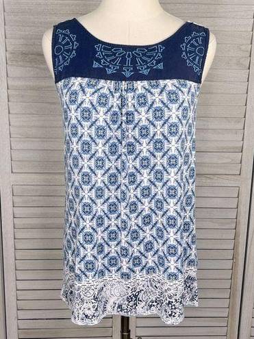 Eliane Rose  Boho Tank Top Medallion Print Blue/White-Small