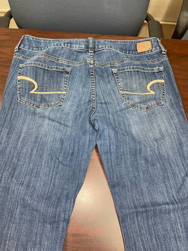 American Eagle Dark Wash Super Stretch Artist Cropped Denim Jeans Size 14 Short