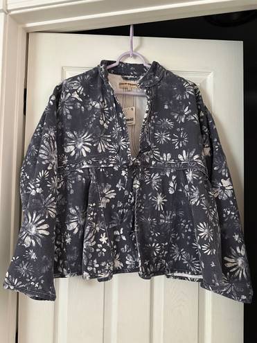 Free People Lua Bed Jacket In Indigo Slouchy Floral Denim Blue Size Small NWT