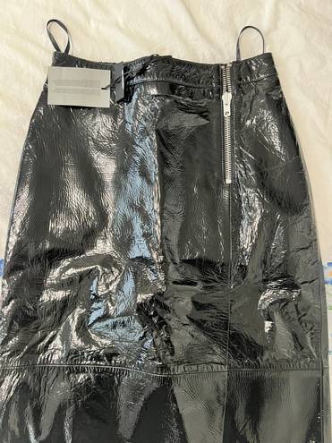 Leather Pencil Skirt With Silver Detail Black